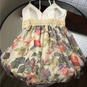 Floral Dress with Lace Detail